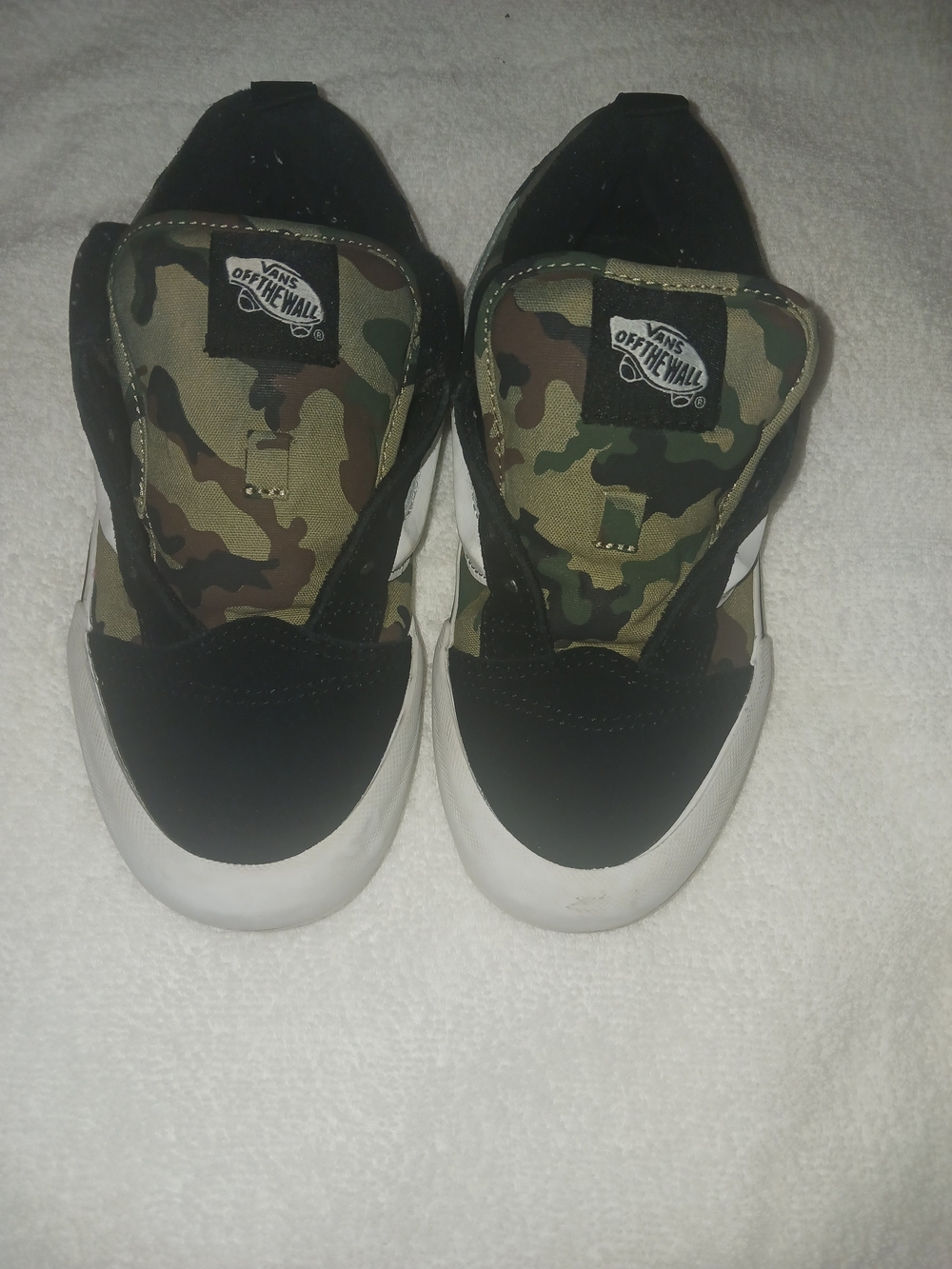 Vans Kids Camo Sneakers in Black, Green, Brown.